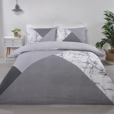The Range Marble Geo Duvet Cover and Pillowcase Set - Grey / King