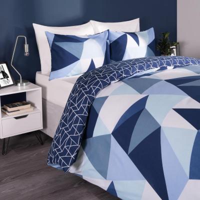 The Range Geometric Shapes Duvet Cover with Pillowcase Set Bedding Quilt - Navy / King