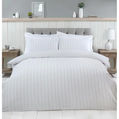The Range Thurlestone Stripe Duvet Cover and Pillowcase Set - Grey / King