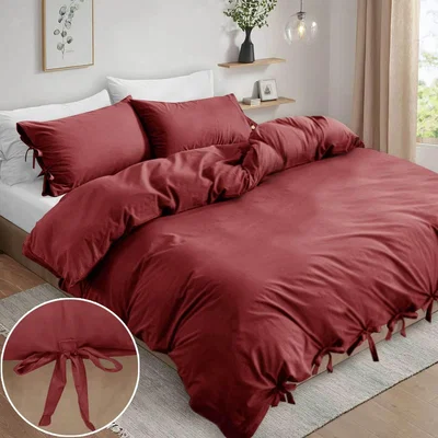 The Range Knotted Duvet Cover Set - Burgundy / King