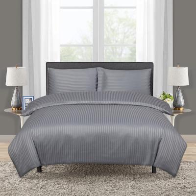 The Range 300 Thread Count Hotel Quality Sating Stripe Duvet Cover Set - Grey / King