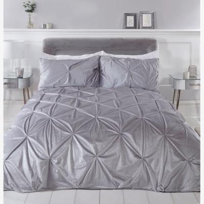 The Range Balmoral Velvet Duvet Cover and Pillowcase Set - Silver / King