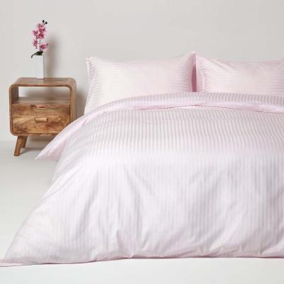 The Range Satin Stripe Egyptian Cotton Duvet Cover with Pillowcase - Dusky Pink / King