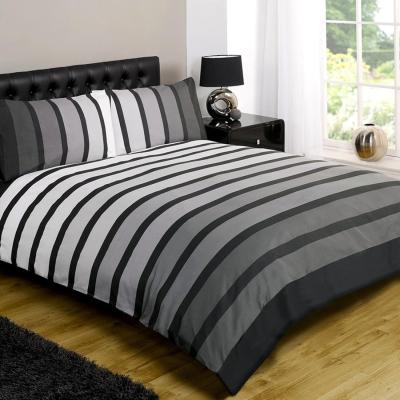 The Range Soho Plain Striped Duvet Cover Set - Black / King