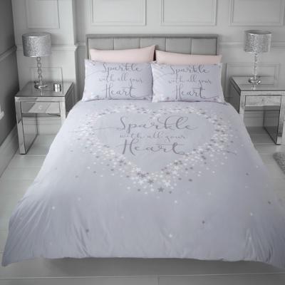 The Range Sparkle With All Your Heart Duvet Cover and Pillowcase Set - Mauve / King