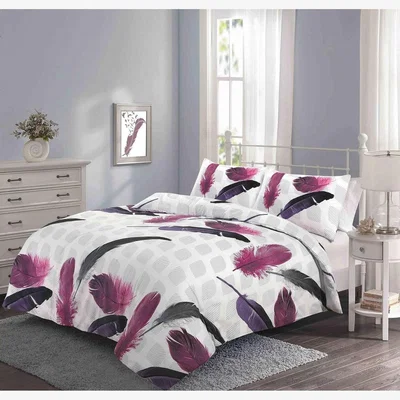 The Range Feathers Duvet Cover Set - Purple / King