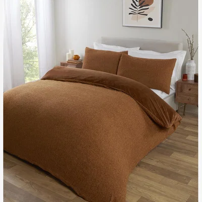 The Range Copenhagen Boucle Duvet Cover and Pillowcase Set - Pecan / King