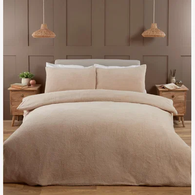The Range Teddy Fleece Duvet Cover and Pillowcase Set - Natural / King