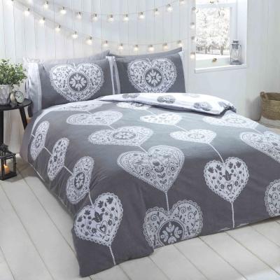 The Range Scandi Hearts Grey Duvet Cover Set - Grey / King