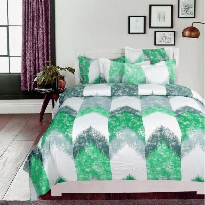 The Range Duvet Cover Set 100 Percent Cotton - Green and White / King