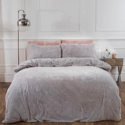 The Range Sienna Glitter Teddy Duvet Cover Set - Silver / King