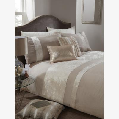 The Range Velvet Stripe Duvet Cover and Pillowcase Set - Mink / King