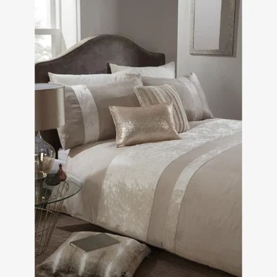 The Range Velvet Stripe Duvet Cover and Pillowcase Set - Mink / King