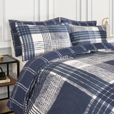 The Range Check Tartan Duvet Cover Set - Navy / King