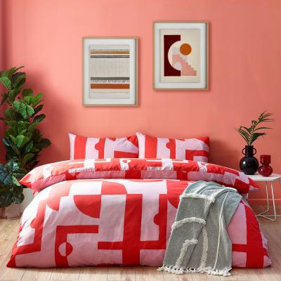 The Range Mid-Century Abstract Duvet Cover Set - Pink/Red / King