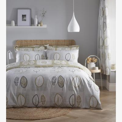 The Range 144 Thread Count Bedding Freja Leaf Duvet Cover Set - Neutral / King
