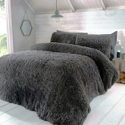 The Range Luxury Fur Soft Duvet Cover Set - Grey / King