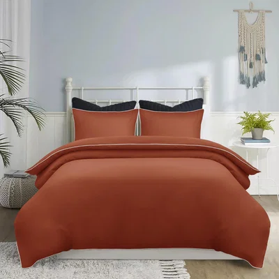 The Range Piping Duvet Cover Set - Rust / King