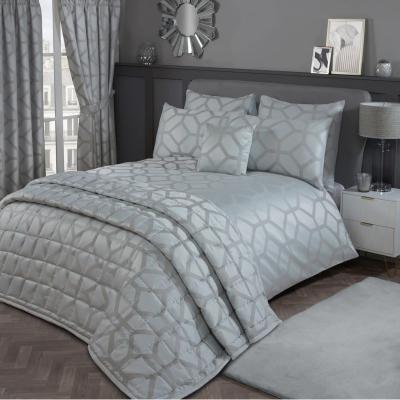 The Range Seville Jacquard Duvet Cover Set - Grey - Grey / King