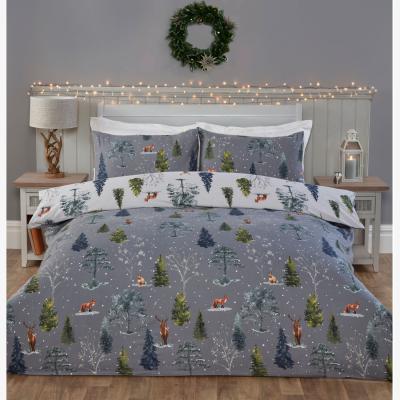 The Range Snowy Forest Duvet Cover and Pillowcase Set - Grey / King