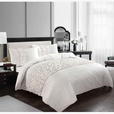 The Range Aurora Crinkle Panel Duvet Cover Set White Bedding - White / King
