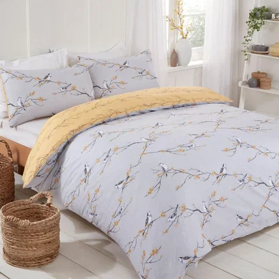 The Range Dreamscene Blossom Bird Duvet Cover with Pillowcases - Blue / King