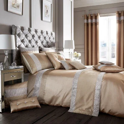 The Range Luxury Onyx Duvet Cover and Pillowcase Set  - Latte / King