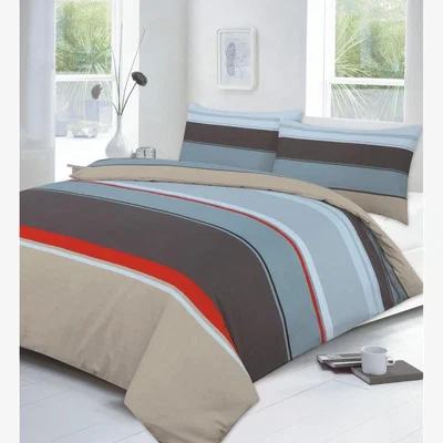 The Range Carter Brown Striped Duvet Cover Set Modern Bedding - Brown / King