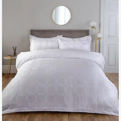 The Range Sloane Check Duvet Cover and Pillowcase Set - White / King