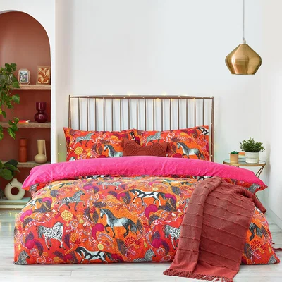 The Range Andalucian Equestrian Duvet Cover Set - Orange / King