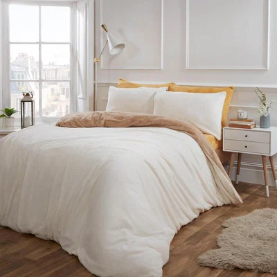 The Range Brentfords Reversible Teddy Duvet Cover Set with Pillowcases - Yellow / King