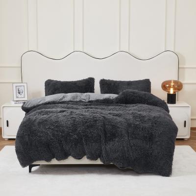 The Range Faux Fur Duvet Cover Set - Black / King