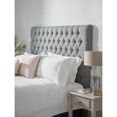 Cox and Cox NEW The Buttoned Headboard - Grey Kingsize