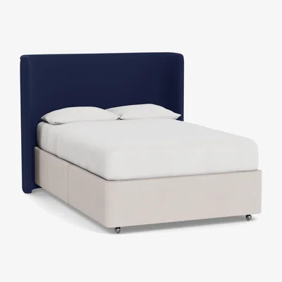 Heal's Heal's Monroe Headboard (Lift Storage) King Melton Wool New Navy - Heal's UK Furniture
