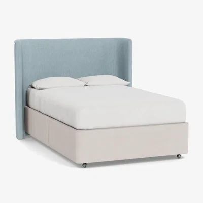 Heal's Heal's Monroe Headboard (Lift Storage) King Smart Linen Mix Duck Egg - Heal's UK Furniture