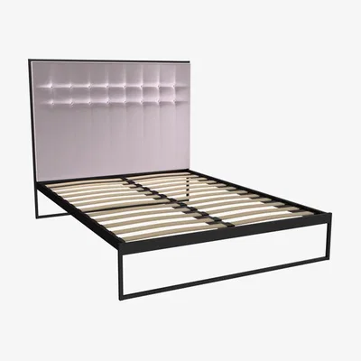 Olivia's Gillmore Federico Matt Black Frame Blush Upholstered Headboard Bed | Outlet / King