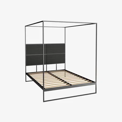 Olivia's Gillmore Federico Black Frame Canopy & Black Stained Oak Headboard / King