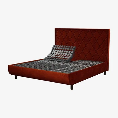 Downtown Tempur Arc Adjustable Disc Bed Base - King - 150cm x 200cm - Brown - Quilted Headboard
