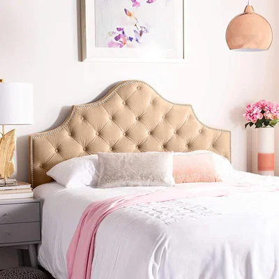 The Range Gemia Plush 26 inch Strutted Headboard - Mink / King
