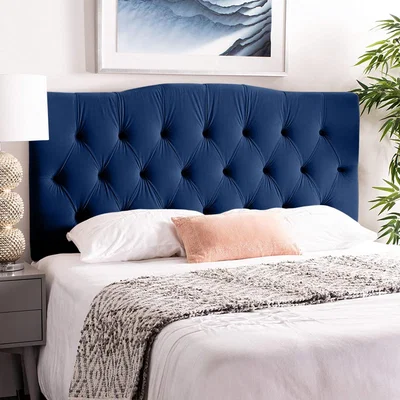 The Range Emia Plush 26 inch Strutted Headboard - Blue / King
