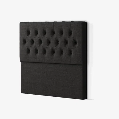 The Range Belgrave Headboard Floor Standing  Matching Buttons Linen - Black / King