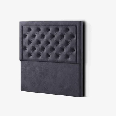 The Range Castle Headboard Floor Standing  Matching Buttons Plush - Steel / King