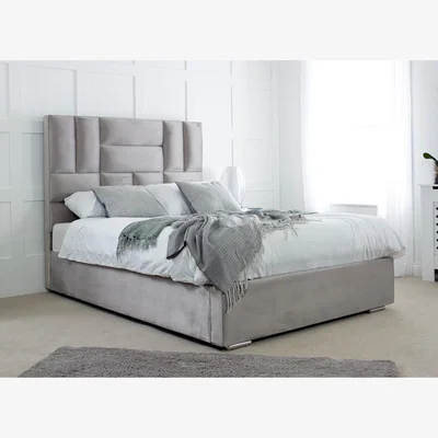 The Range Ofsted Plush 4 Inch Solid Thick Bed Frame With Lined Headboard - King