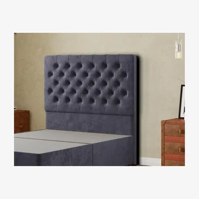 The Range Winchester Headboard Floor Standing  Matching Buttons Plush - Steel / King