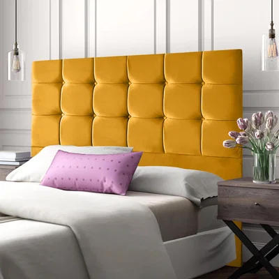 The Range Victus 54 inch Floorstanding Headboard Plush Velvet - Mustard / King