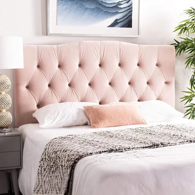 The Range Emia Plush 26 inch Strutted Headboard - Pink / King
