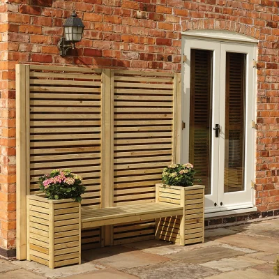 Cuckooland Rowlinson Wooden Garden Bench & Planter Set