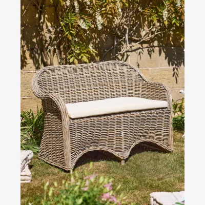 Dibor Curved Wicker Garden Bench