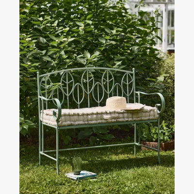 Dibor Arette Green Iron Garden Bench