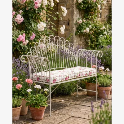 Dibor Bielle Stone Grey Iron Garden Bench